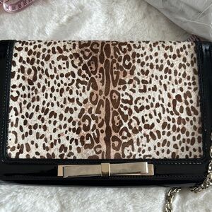 NWT WHBM Animal Print Clutch, Removable Chain